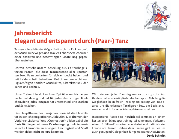 Jahresbericht 2026 der Tanzsportabteilung